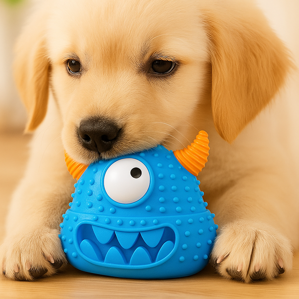 Talking Dog Club Monster Head Tough Rubber Chew Toy for Dogs (Blue)
