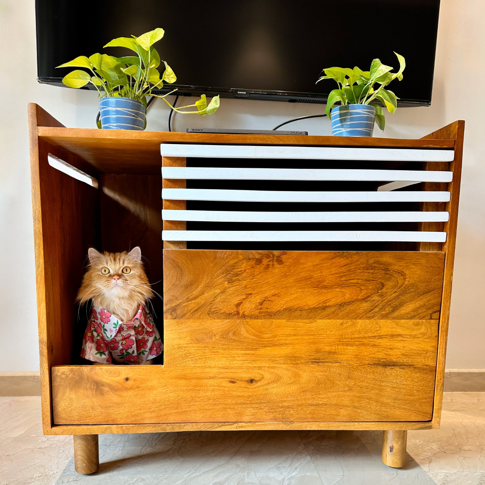 FurryLiving Lulu Litter Cabinet for Cats (Honey) Cats-Furniture FurryLiving Dropship