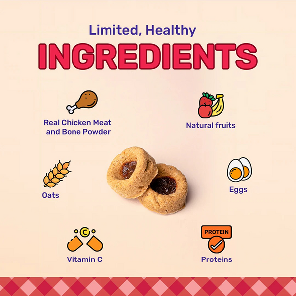 HUFT Jammies With Real Chicken Filled with Mixed Fruit Jam Dog Treats