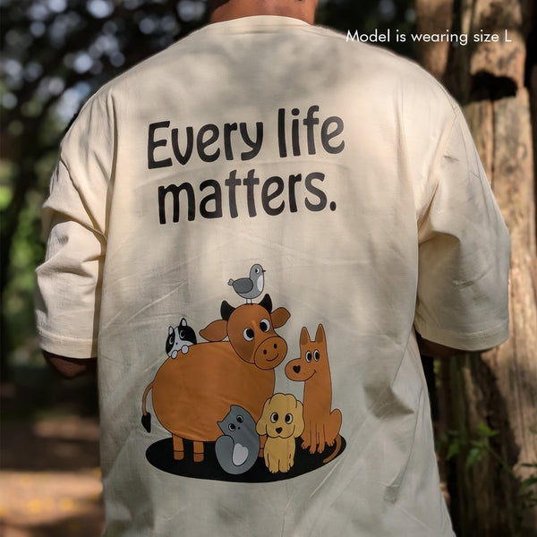 thePack Indie Merch Every Life Matters Oversized T Shirt for Men and Women (Buttercream)