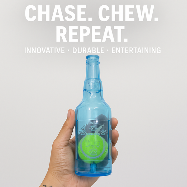 Talking Dog Club Ball in Bottle Rubber Chew Toy for Dogs (Blue)