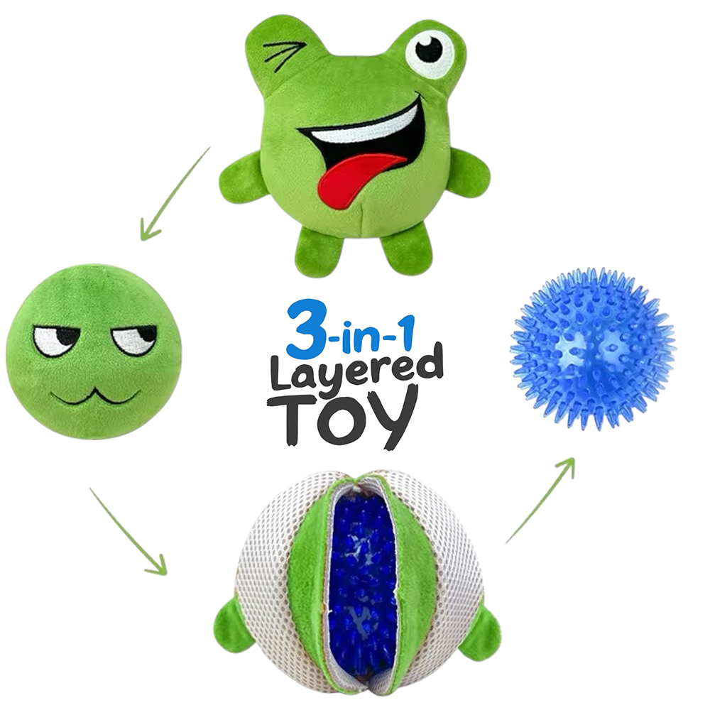 Talking Dog Club 3 in 1 Pop a Frog Bouncy Chew Toy for Dogs (Green) Dogs-Toys Talking Dog Club Dropship