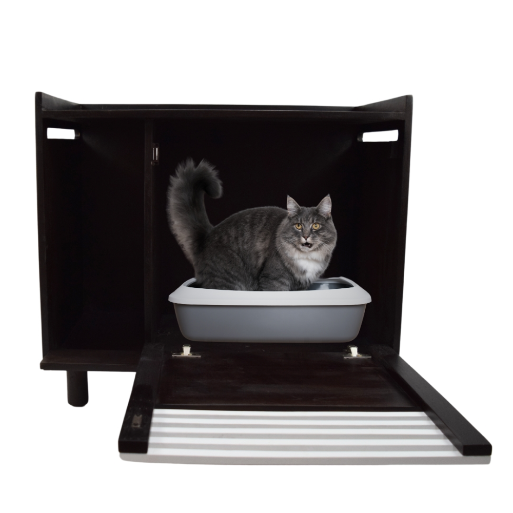 FurryLiving Lulu Litter Cabinet for Cats (Dark Brown)