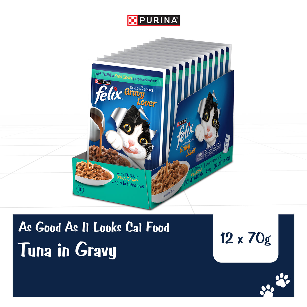 Purina Felix Gravy Lover Tuna Chunks Adult Complete and Balanced Cat Wet Food Cats-Wet Food Felix