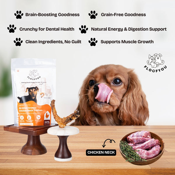 Floofyou Air Dried Chicken Neck Crunchy Dental Chew Dog Treats