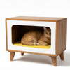 FurryLiving Telly Side Table with Cushion for Small Dogs and Cats (Honey/Yellow Cushion) Both-Furniture FurryLiving Dropship