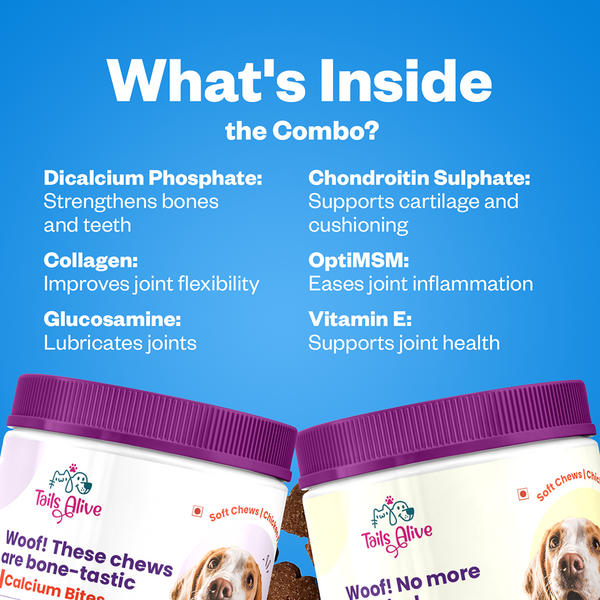 TailsAlive Hip & Joint and Calcium Chicken Flavor Soft Chews Supplements Combo for Dogs
