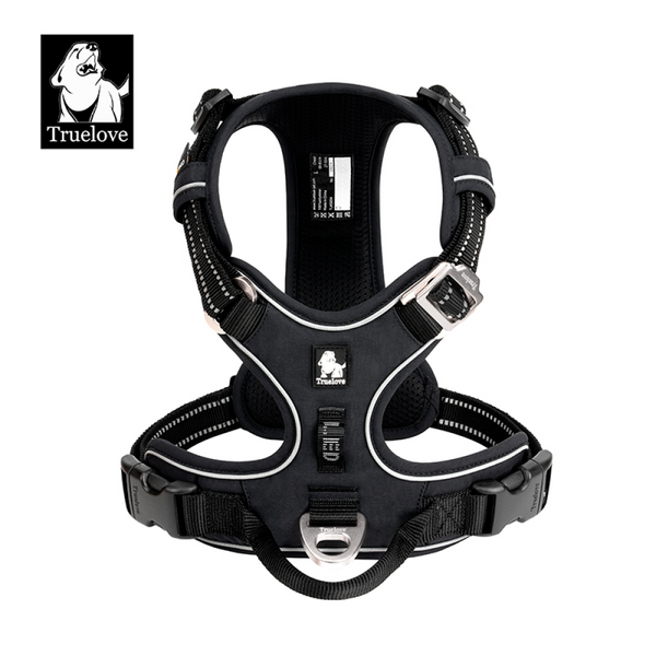 Truelove No Pull Cordura Harness with 3M Reflective Material for Dogs (Black)