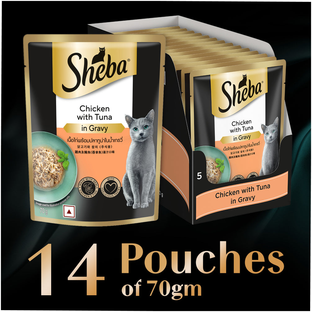 Sheba Chicken With Tuna In Gravy Rich Premium Adult Fine Cat Wet Food