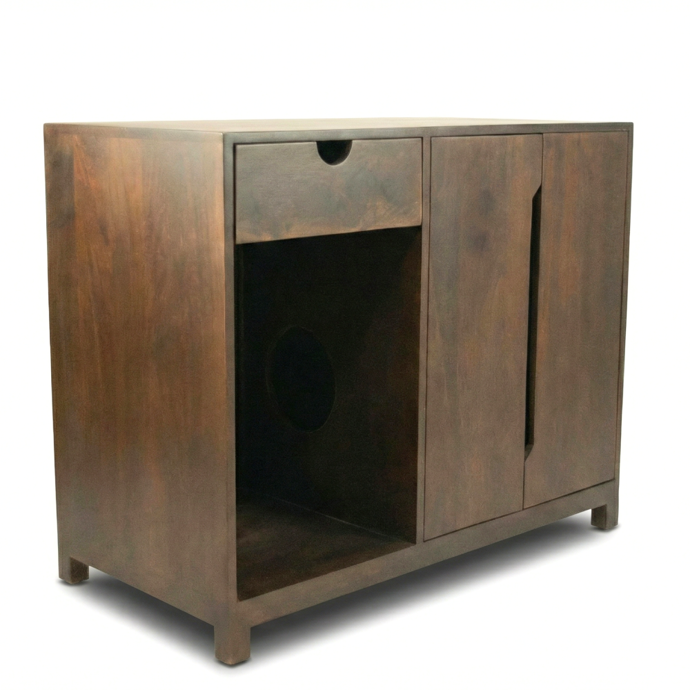 FurryLiving Paco Litter Cabinet for Cats (Dark Brown) Cats-Furniture FurryLiving Dropship