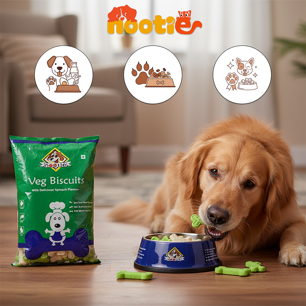 Nootie Spinach & Cheese Flavour Veg Biscuits Adult Dog Treats Dog Treats + Others Nootie