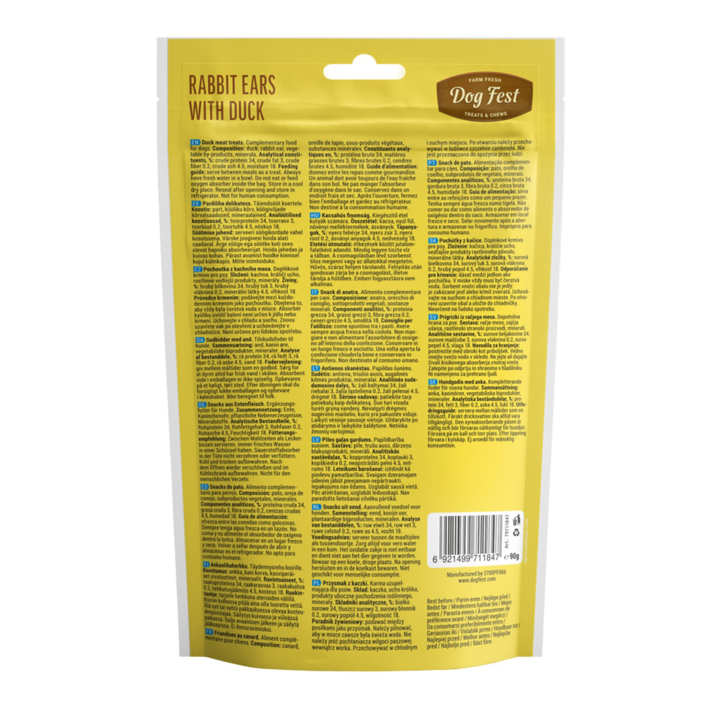 Dogfest Rabbit Ears with Duck Dog Treats Dog Treats + Others Petfest