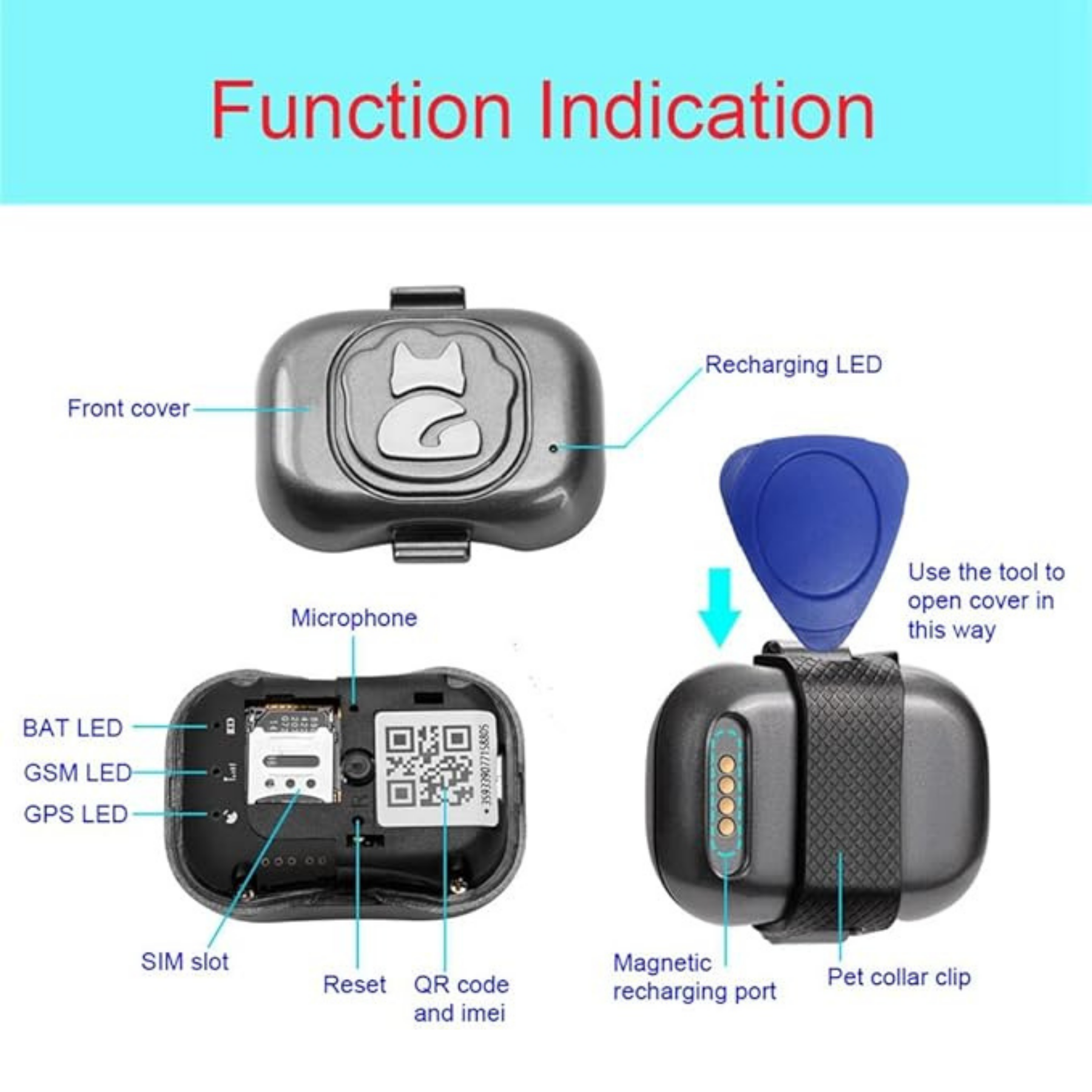 FeTaca G16 Smart 4G GPS Waterproof Mini Collar Tracker with Free Life Time Tracking & App Subscription for Dogs and Cats (Grey) Both-Collar, Leashes, harnesses FeTaca Dropship