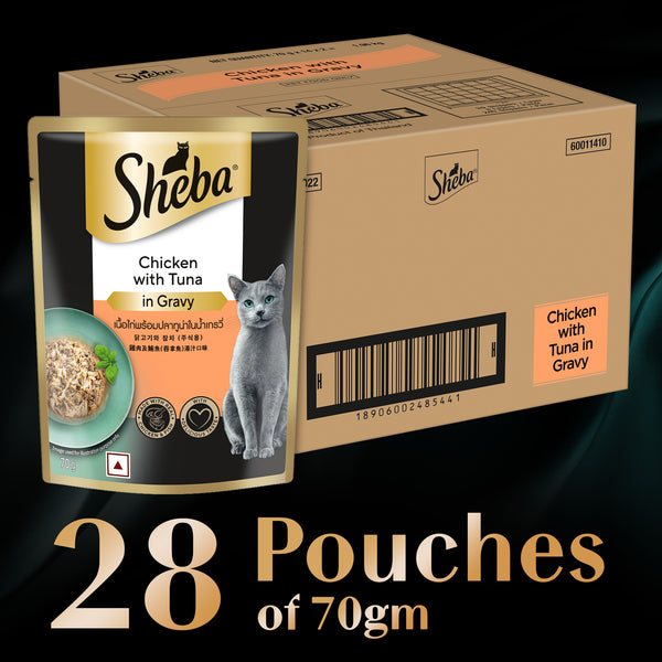 Sheba Chicken With Tuna In Gravy Rich Premium Adult Fine Cat Wet Food