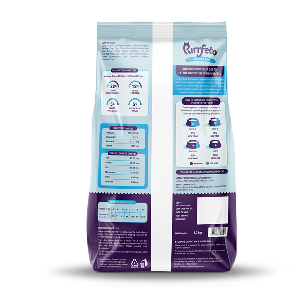 Purrfeto Chicken and Rice Adult Cat Dry Food and First Meow Soft Chicken Strip Cat Treat Combo Exclusive Combo Exclusive Combo