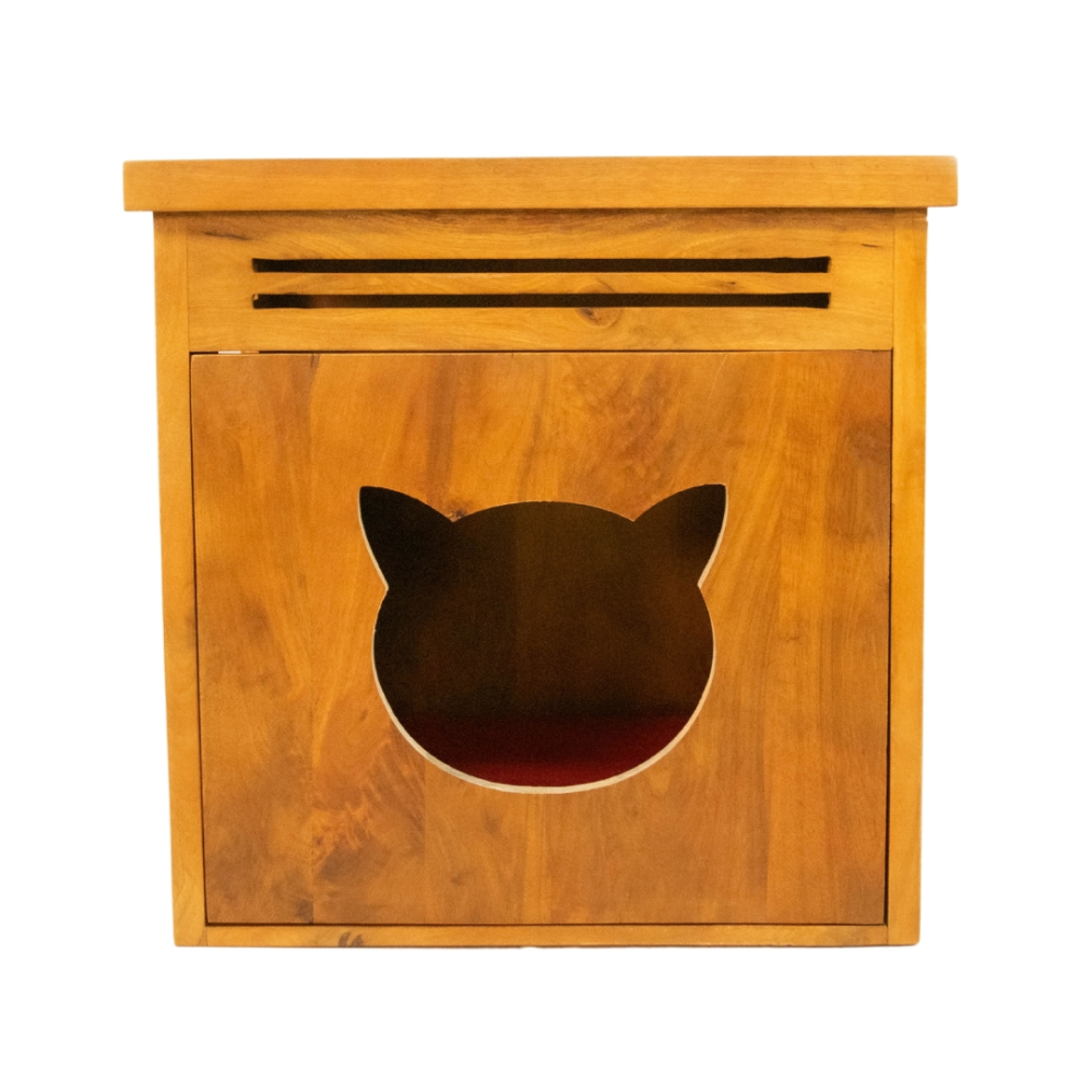 FurryLiving Meraki Cabinet with Cushion for Small Dogs and Cats (Honey)
