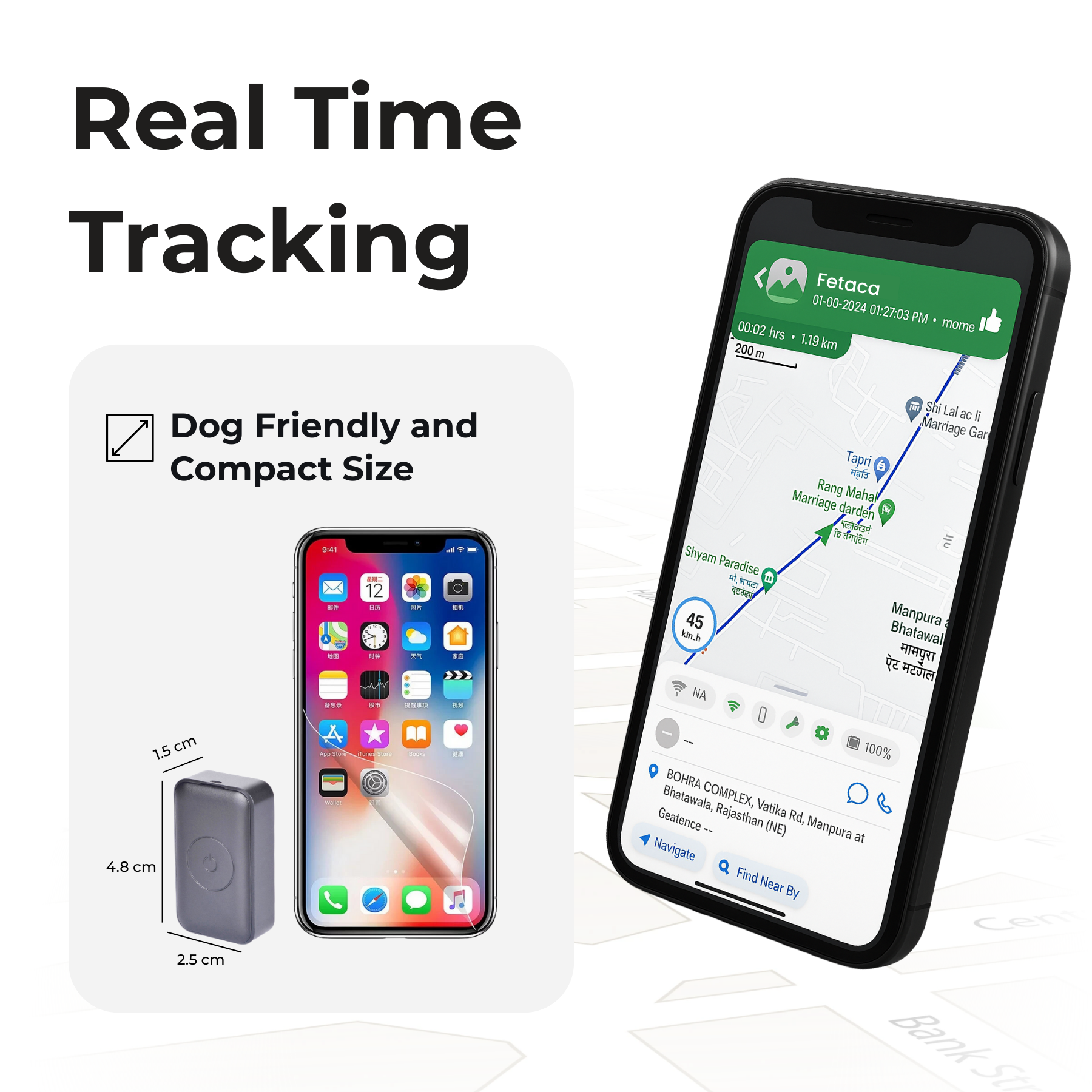 FeTaca Smart 4G GPS 850mAh Waterproof Mini Collar Tracker with 12months Free Tracking & App Subscription for Dogs and Cats (Black) Both-Collar, Leashes, harnesses FeTaca Dropship