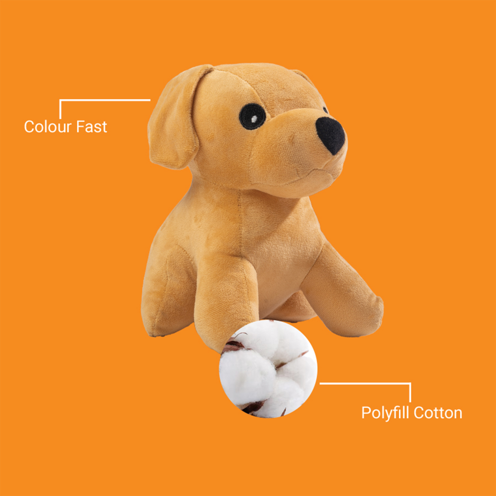 Kibbo Non Toxic & Durable Soft Stuffed Dog Shaped Toy for Dogs and Cats (Brown)