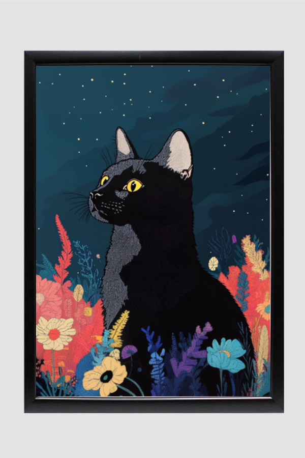 EverythingBoho The Black Cat Artistic Framed Art (Black)