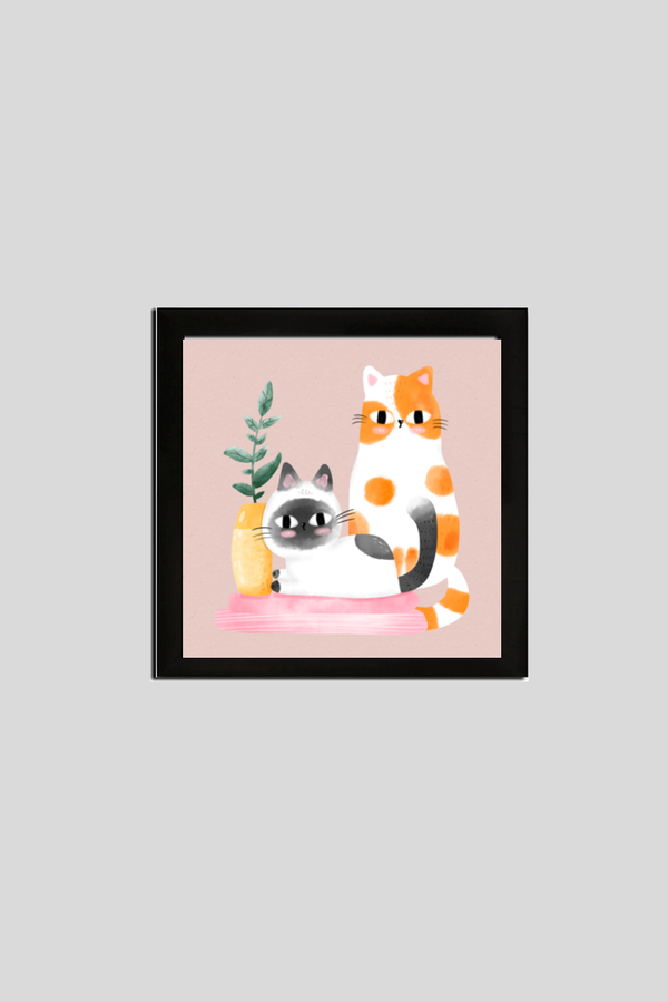 EverythingBoho Cat Sisters Framed Art (Black)