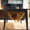 FurryLiving Lola Side Table with Perch Fabric for Cats (Dark Brown/Yellow) Cats-Furniture FurryLiving Dropship
