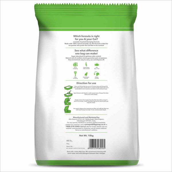 Purepet Lavender Scented and Petcrux Lavender & Lemon Scented Smart Clumping Cat Litter Combo (1+1)