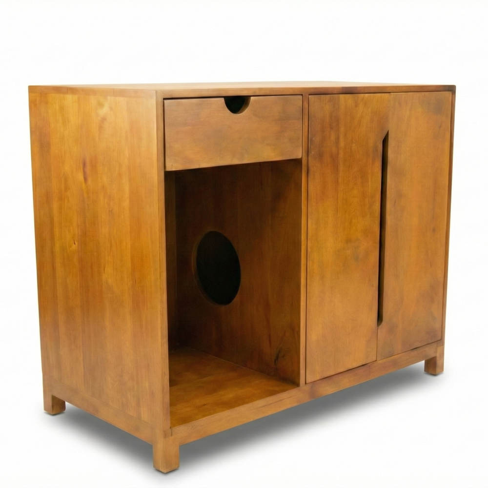 FurryLiving Paco Litter Cabinet for Cats (Honey) Cats-Furniture FurryLiving Dropship