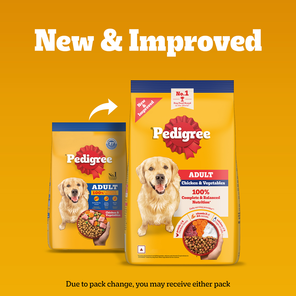 Pedigree Adult Dog Food Combo |Chicken & Vegetables Dry & Chicken & Liver Wet Dogs- Dry Food Pedigree