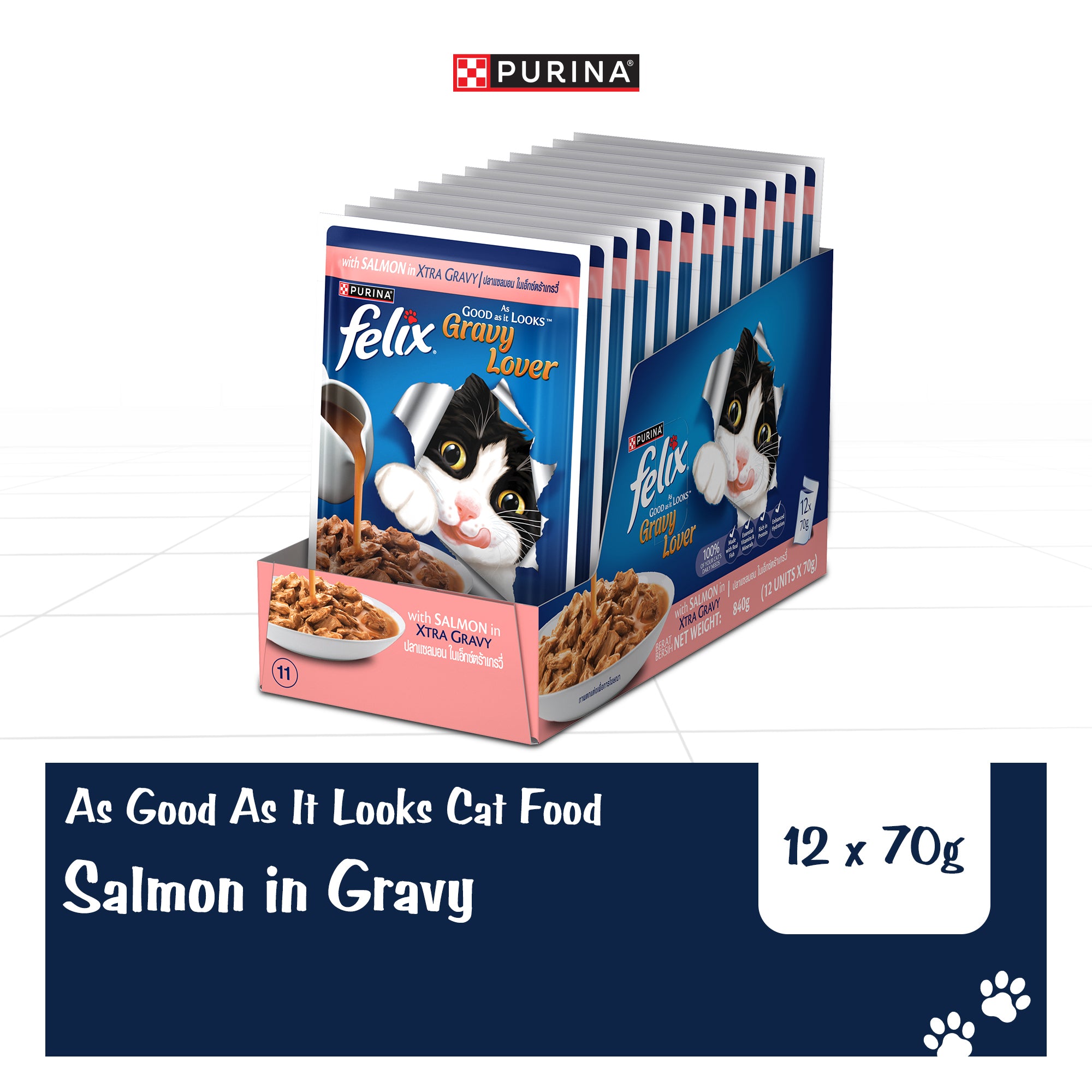 Purina Felix Gravy Lover Salmon Chunks Adult Complete and Balanced Cat Wet Food Cats-Wet Food Felix