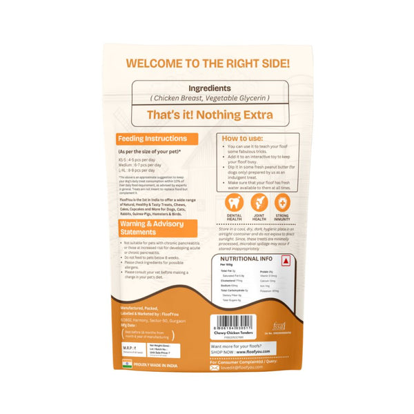 FloofYou Air Dried Chewy Chicken Tender Dogs & Cats Treat