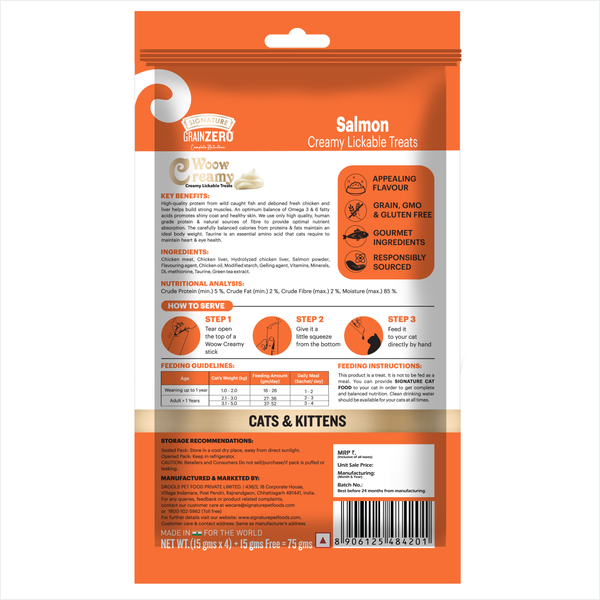 Signature Grain Zero Salmon Lickable Creamy Cat Treats