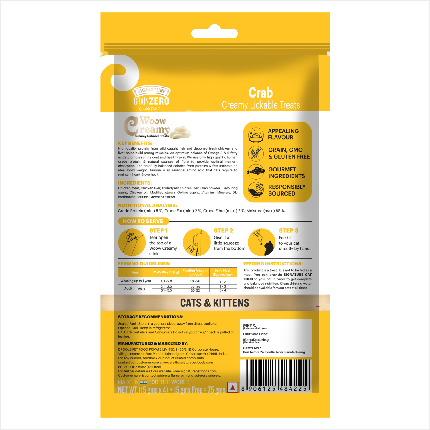 Signature Grain Zero Crab Lickable Creamy Cat Treats Cats-Treats & Others Signature