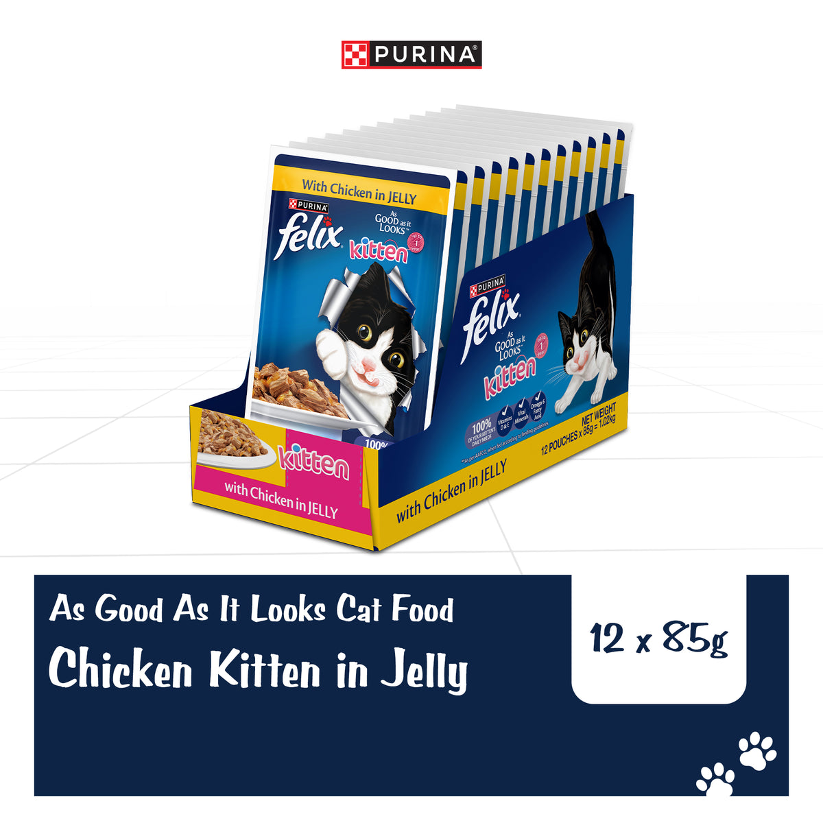 Purina Felix with Chicken in Jelly Complete and Balanced Kitten Cat Wet Food Cats-Wet Food Felix