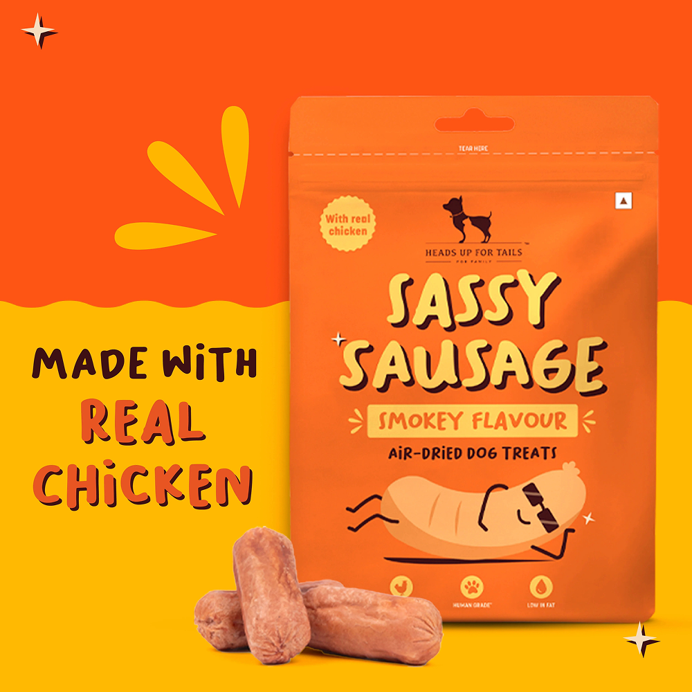 HUFT Sassy Sausage Smokey with Real Chicken Air Dried Treats for Dogs Dog Treats + Others Heads Up for Tails