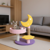 FurryLiving Tsuki Moon Themed Cat Tree 3 Tier Cat and Kitten Scratching Post and Hanging Toy for Cats Cats-Toys FurryLiving Dropship