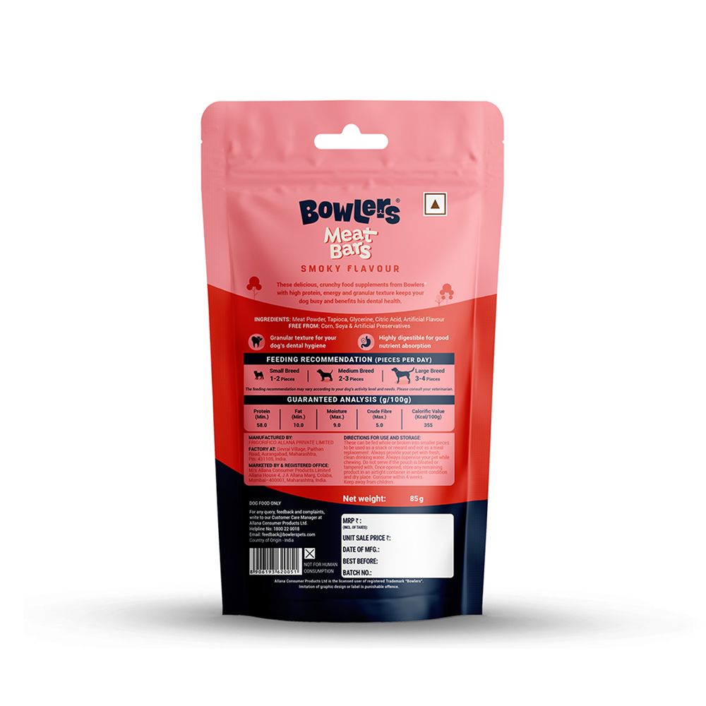 Bowlers Smoked Flavour Meat Bars Dog Treats Dog Treats + Others Bowlers
