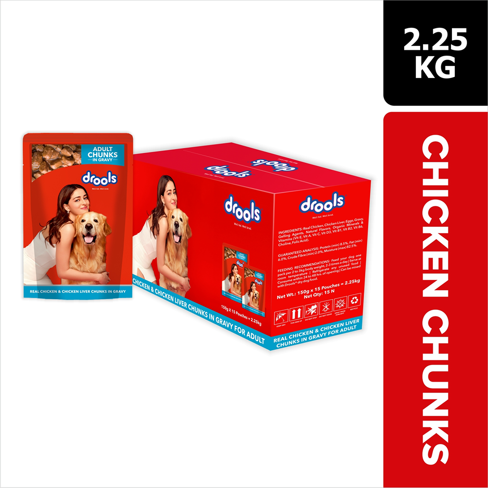 Drools Real Chicken & Chicken Liver Chunks in Gravy Adult Dog Wet Food Dogs-Wet Food Drools
