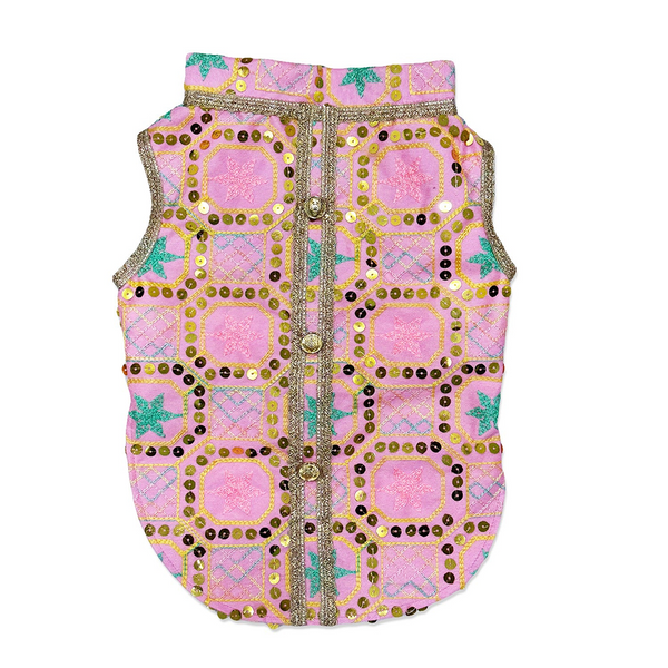 Pawsindia Traditional Nawabi Embroidered Kurta for Cats (Pink)