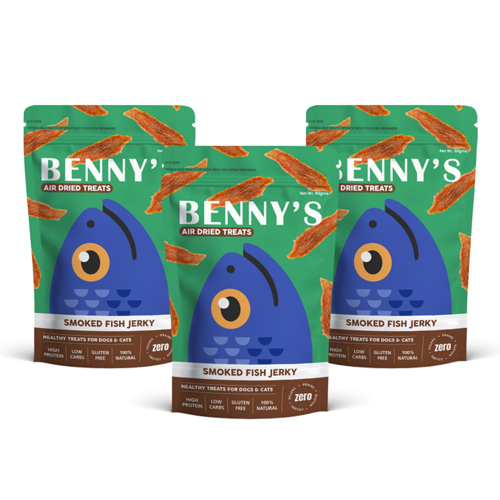 Bennys Bowl Smoked Fish Jerky Dog Treats Dog Treats + Others Bennys Bowl 3x50g
