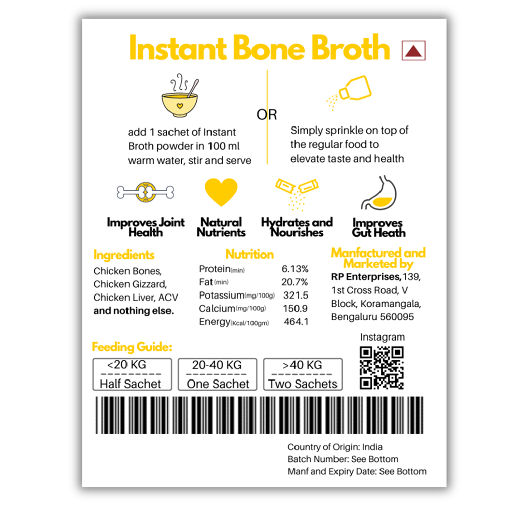 Doggos Instant Chicken Bone Broth Gut Formula (Makes 100ml) for Cats and Dogs Dog Treats + Others Doggos