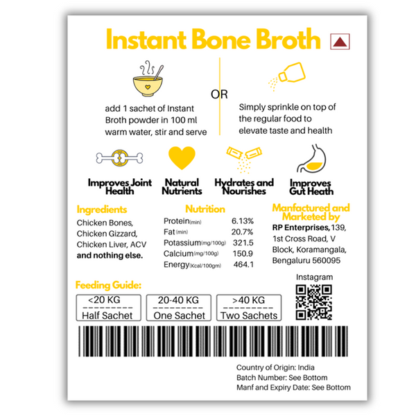 Doggos Instant Chicken Bone Broth Gut Formula (Makes 100ml) for Cats and Dogs