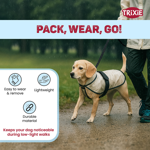 Trixie Piping Transparent Raincoat for Dogs (Black)