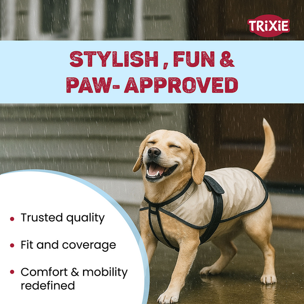 Trixie Piping Transparent Raincoat for Dogs (Black)