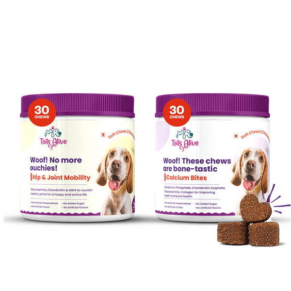 TailsAlive Hip & Joint and Calcium Chicken Flavor Soft Chews Supplements Combo for Dogs