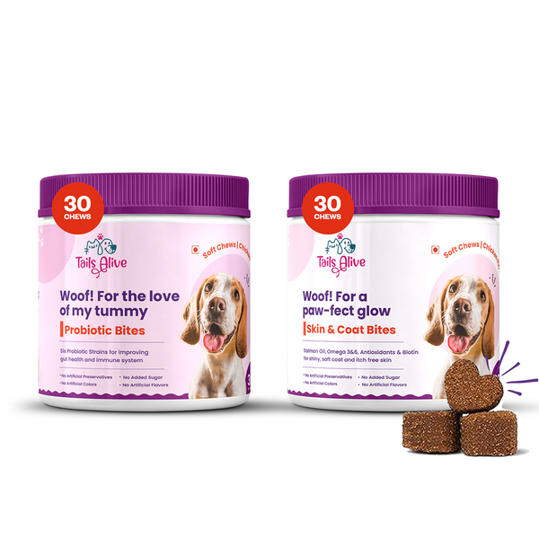 TailsAlive Probiotic Chicken Flavor and Skin & Coat Soft Chews Supplements for Dogs