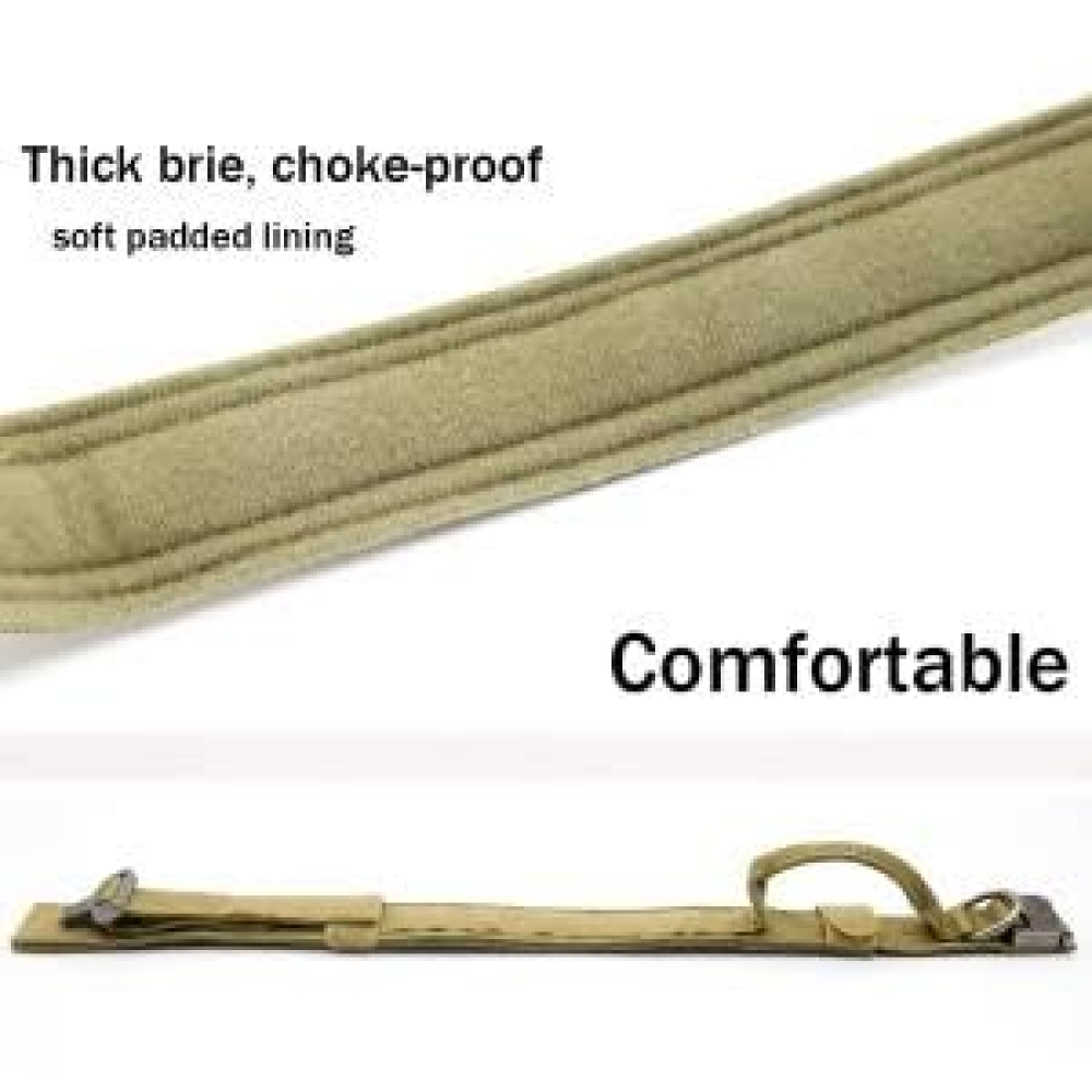 Q Pets Tactical Adjustable Nylon Collar with Handle for Dogs (Khaki)