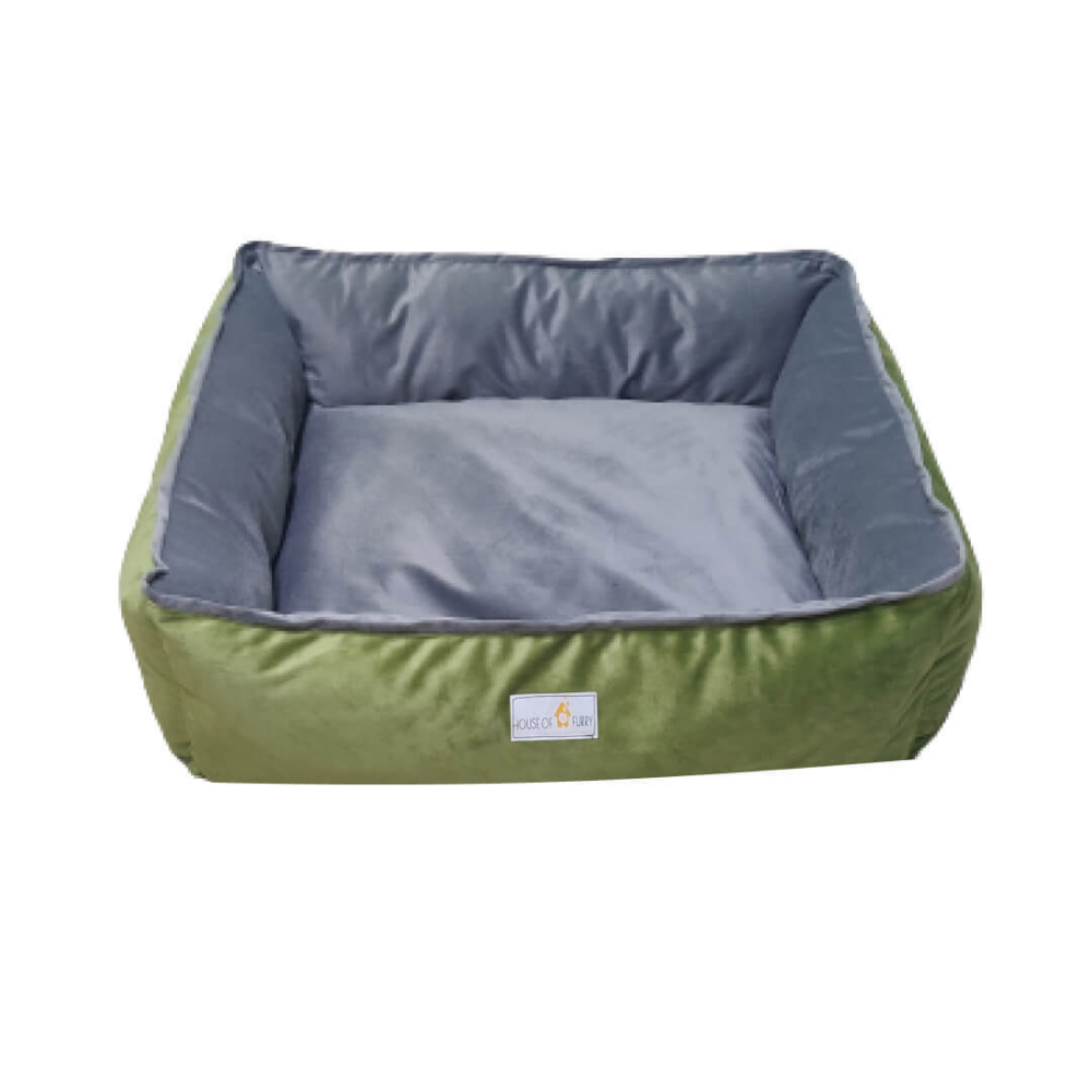 House of Furry Turkish Velvet Bolster Pet Bed Simba (Multicolor)