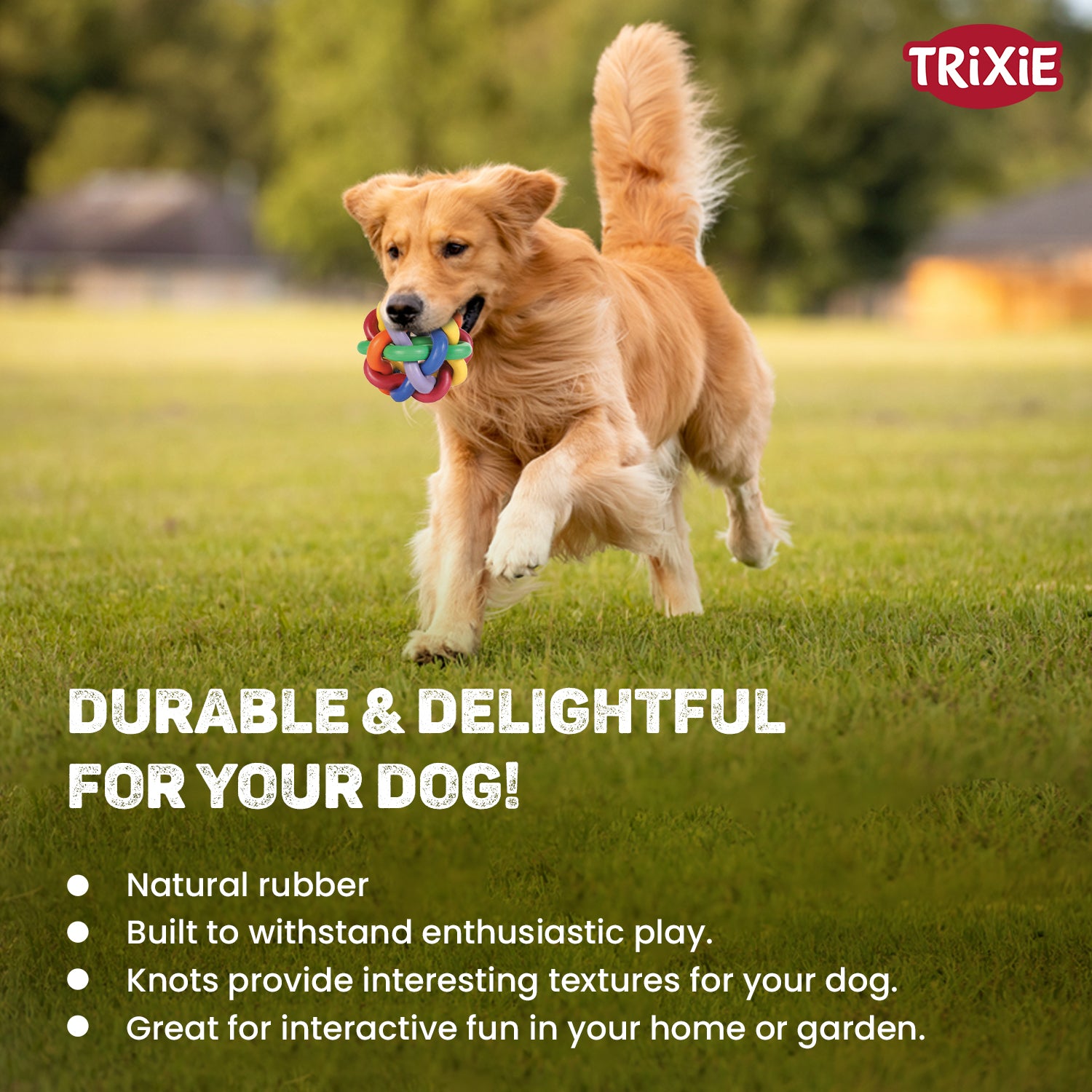 Trixie Natural Rubber Knotted Ball Chew Toy for Dogs Dogs-Toys Trixie