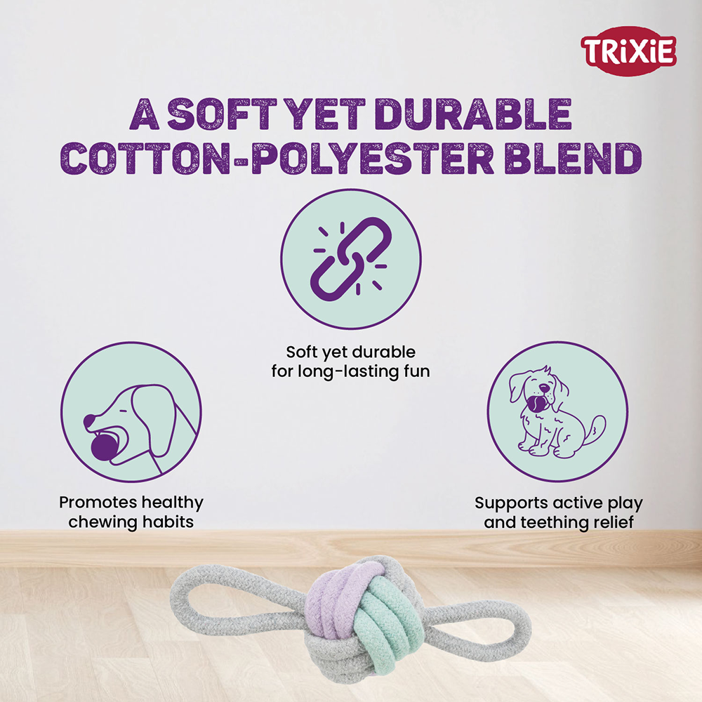 Trixie Junior Knotted Ball Rope Toy with Loops for Dogs