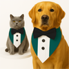 PawsIndia Peacock Green Tuxedo Bandana with Black Bow for Dogs and Cats Both-Clothing & Accessories Pawsindia Dropship